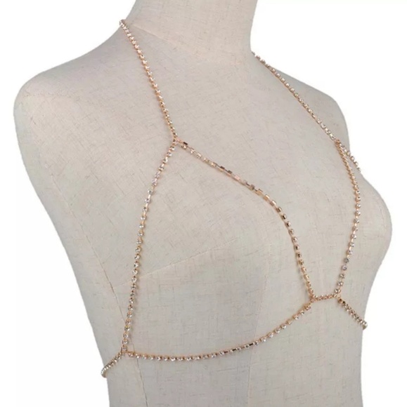Gold Crystal Rhinestone | Bra Body Chain - Picture 3 of 8